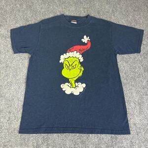 Navy grinch santa hat t shirt